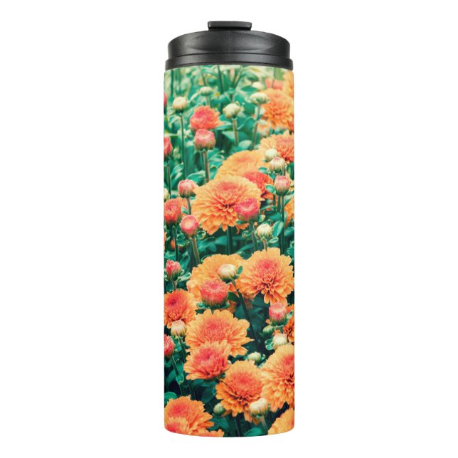 Termo Flores florecientes en un jardín de otoño, fondo,  (Anverso)