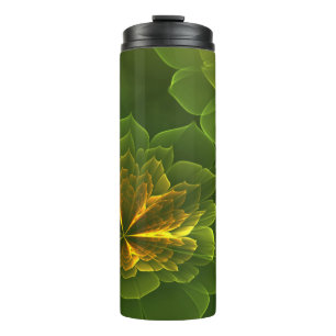 Termo Flores fractales amarillas verdes fantasmas