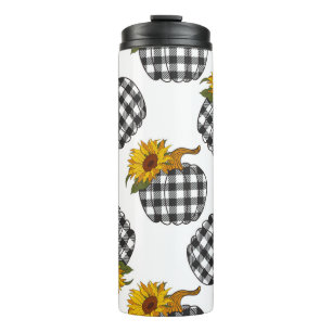 Termo Flores girasoles Tapa calabaza sin costuras. Farmh