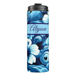Termo Flores Hawaianas Tropicales Hibisco Personalizadas