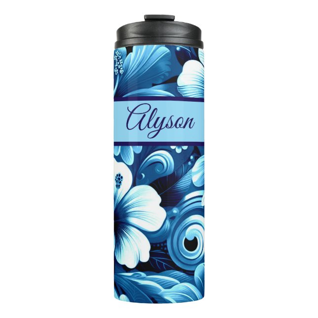 Termo Flores Hawaianas Tropicales Hibisco Personalizadas (Anverso)