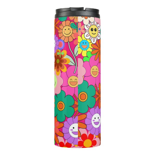 Termo Flores Hippie Retro Groovy Boho (Reverso)