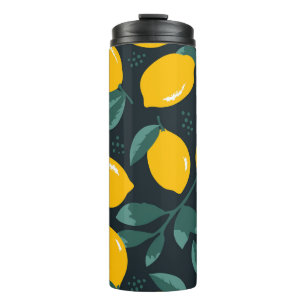 Termo Flores Lemones, Textura Vintage De Verano.