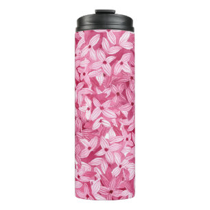 Termo Flores lilac color agua: fondo floral rosa
