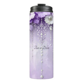 Termo Flores Moradas con Perlas Colgantes