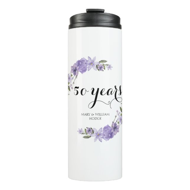 Termo Flores moradas de lavanda 50 aniversario boda (Anverso)