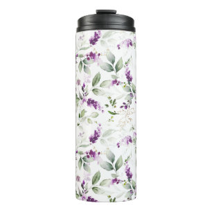 Termo Flores moradas de lavanda con hojas verdes