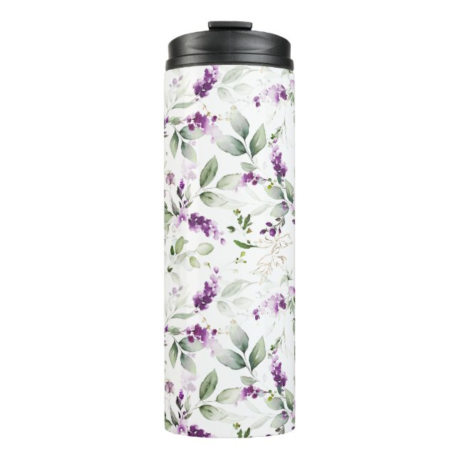 Termo Flores moradas de lavanda con hojas verdes (Anverso)