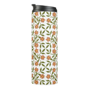 Termo Flores Naranjas, Patrón Floral, Verdor, Boho
