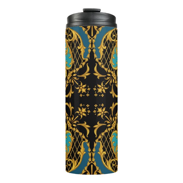 Termo Flores Naranjas rosas: composición cuadrada (Anverso)