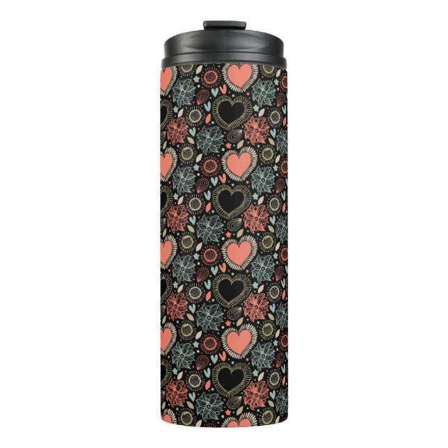 Termo Flores oscuras en flor deslumbrante: patrón floral (Anverso)