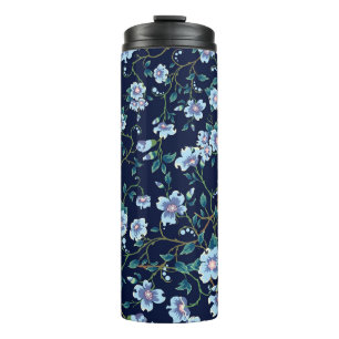Termo Flores para niños: azul oscuro sin costura
