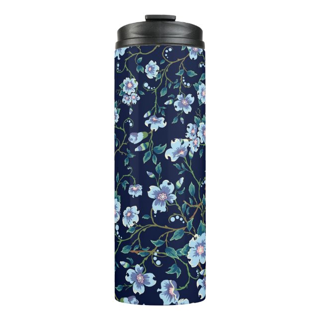 Termo Flores para niños: azul oscuro sin costura (Anverso)