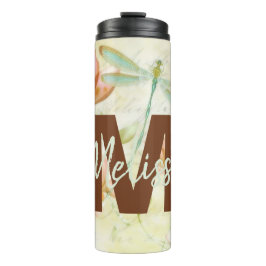 Termo Flores personalizadas y libélula