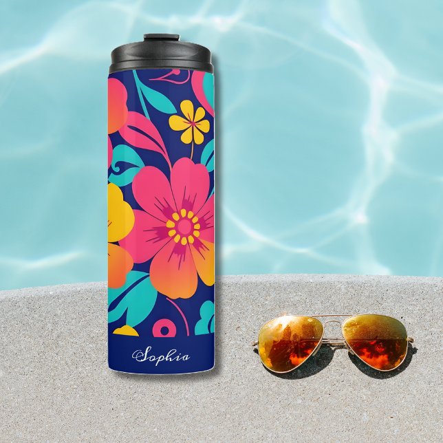 Termo Flores retro brillantes y audaces - Estilo dopamin (Bright and Bold Retro Flowers-Dopamine Style Thermal Tumbler
)