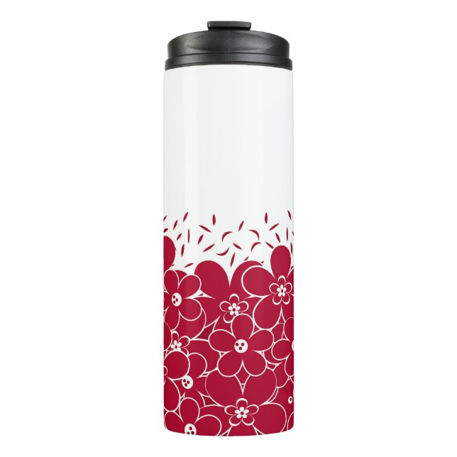 Termo Flores rojas marea sobre fondo blanco (Anverso)