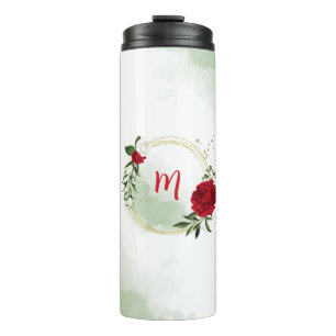 Termo Flores rojas y blancas vegetación botánica