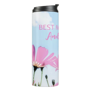 Termo Flores rosadas Floral Nombre de mamá Día de la Mad