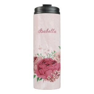 Termo flores rosadas hojas verdes boda