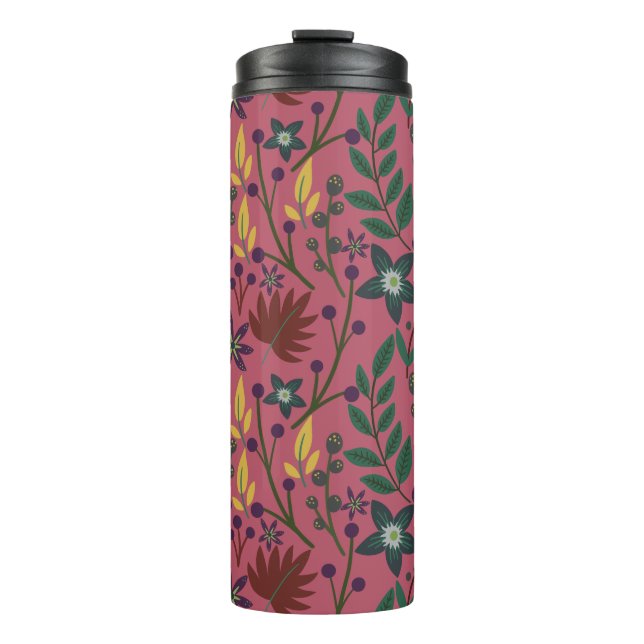 Termo Flores rosadas sin costuras florales, ramas de flo (Anverso)