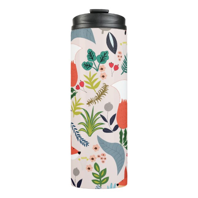 Termo Flores rosas, azules: jardín de zorros. (Anverso)