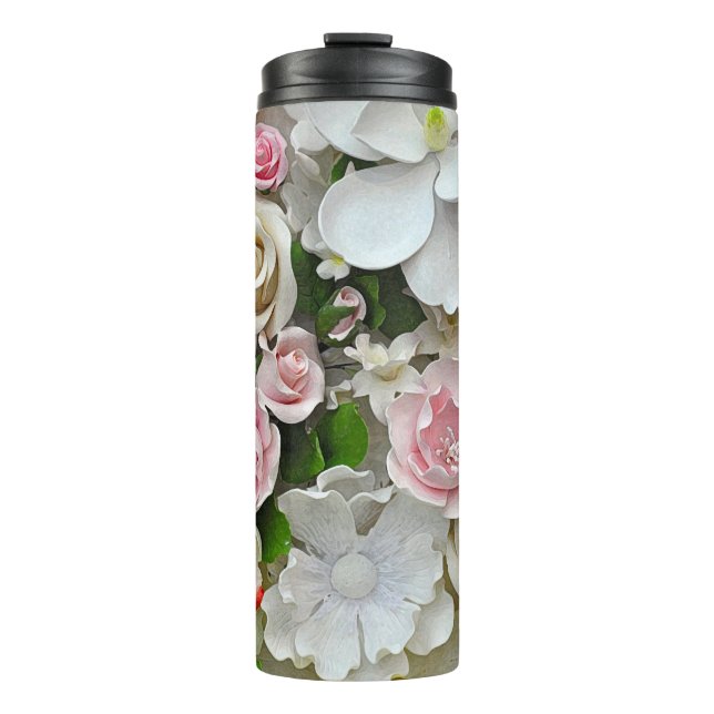 Termo Flores rosas y blancas (Anverso)