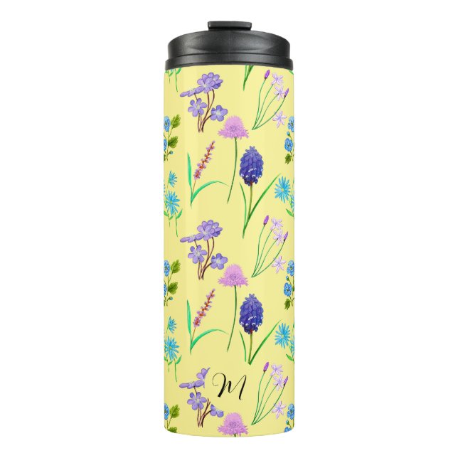 Termo Flores silvestres delgadas de amarillo claro. Pers (Anverso)