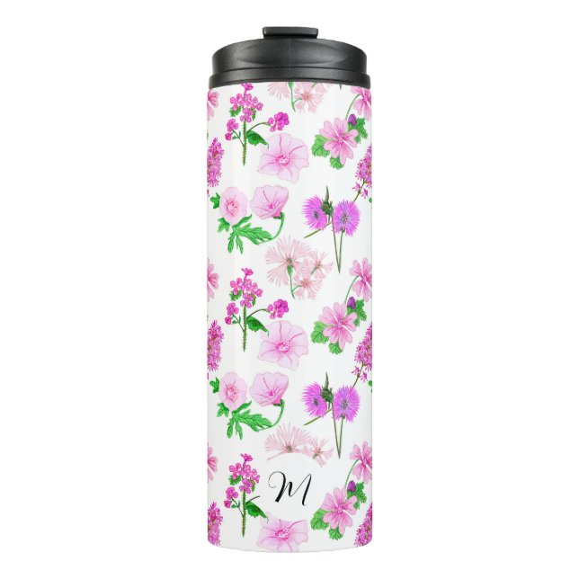 Termo Flores silvestres delgadas en blanco. Personalizad (Anverso)