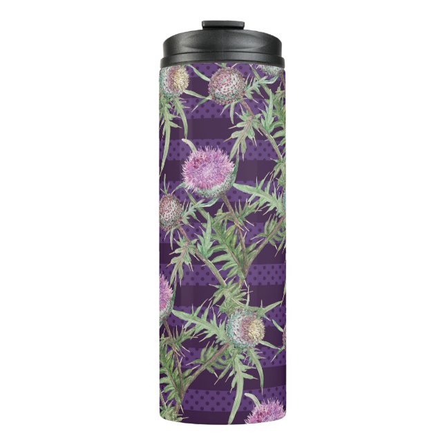 Termo Flores silvestres patrón de acuarela (Anverso)