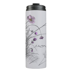 Termo Flores silvestres y Tumbler térmico de mariposa