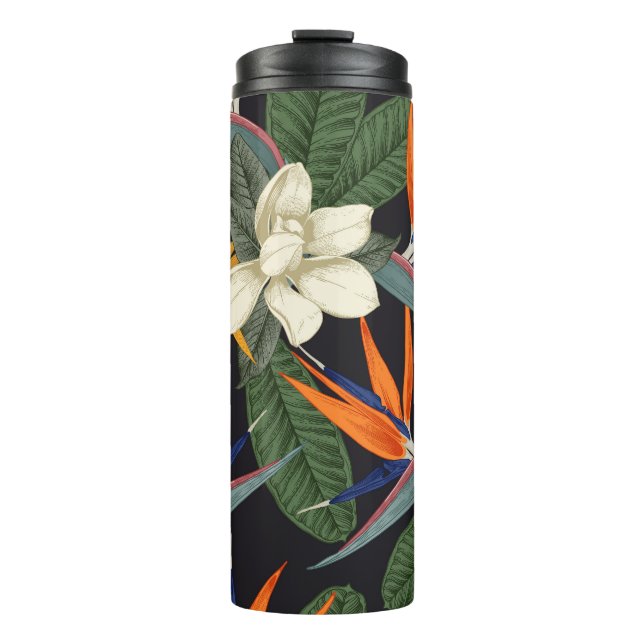 Termo Flores tropicales, fondo oscuro, sin costura flora (Anverso)