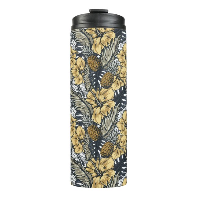 Termo Flores tropicales negras de lujo elegante Gold N' (Anverso)