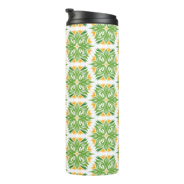 Termo Flores Verdes, Patrón De Flores, Patrón Floral (Rotado hacia la derecha)