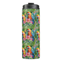 Termo Flores verdes, rojas, azules y tropicales