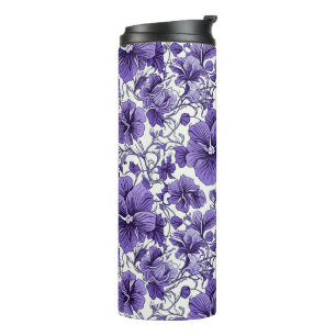 Termo Flores violetas moradas patrón floral botánico