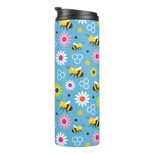 Termo Flores y abejas