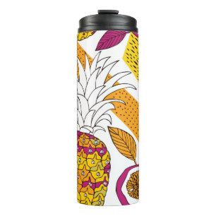 Termo Flores y frutas tropicales, impresión exótica bril