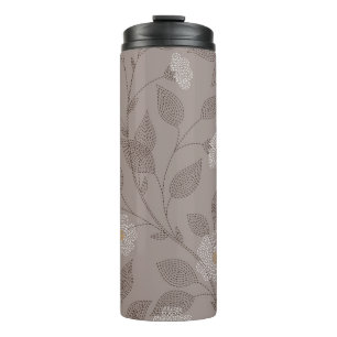 Termo Flores y hojas bordadas, diseño sin fisuras.