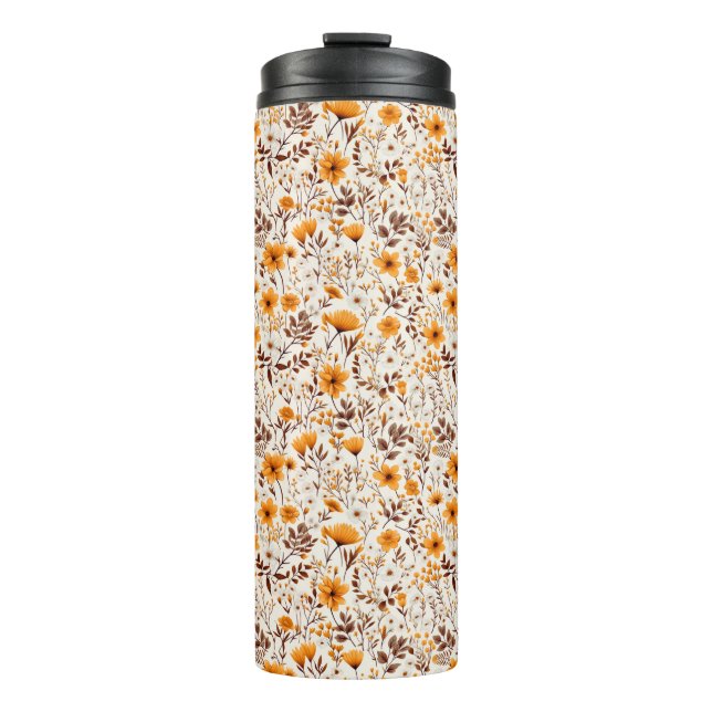 Termo Flores Y Hojas De La Caída Otoño De La Acuarela (Anverso)