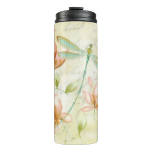 Termo Flores y libélula