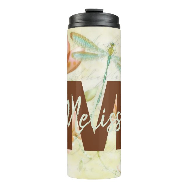 Termo Flores y libélulas personalizadas (Anverso)