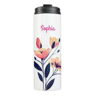 Termo Flores y nombre en blanco