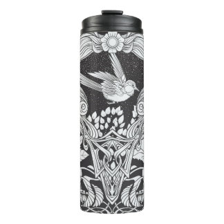 Termo Flores y pájaro en arte nouveau estilo palmas sin