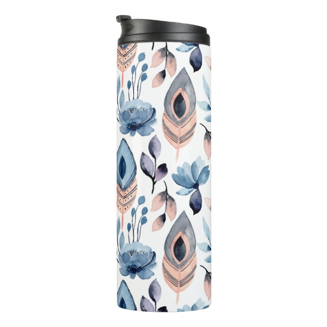 Termo Flores y plumas bohemias (Rotado hacia la derecha)