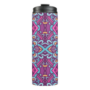 Termo Flores y rhombus indias de época retro estilizadas