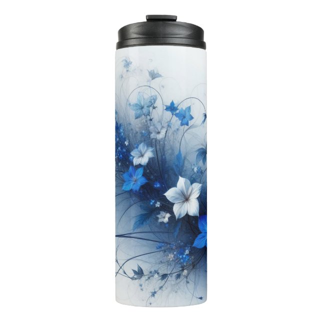 Termo Flowers on a Vine Blue and White Thermal Tumbler (Anverso)
