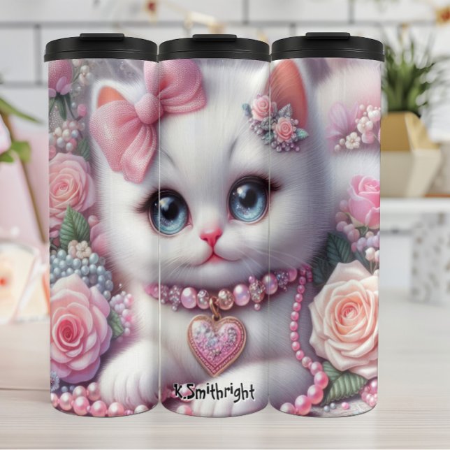 Termo Fluffy Kitten rodeado de Rosas (Subido por el creador)