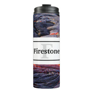 Termo Flujo de lava volcánico con su nombre y monograma