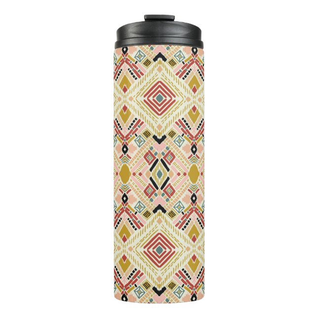 Termo Folclore geométrico Ikat, patrón damasco oriental. (Anverso)