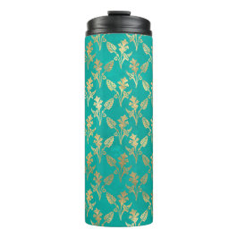 Termo Follaje dorado y turquesa vintage ornamentado